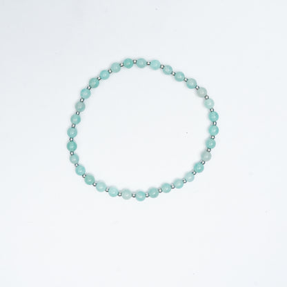 Natural Amazonite Stretchy bracelet with Stainless steel beads