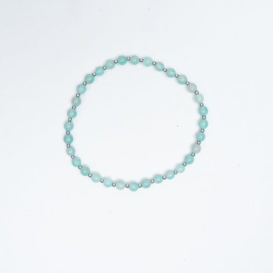 Natural Amazonite Stretchy bracelet with Stainless steel beads