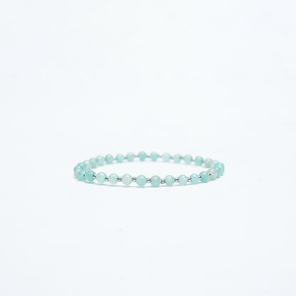 Natural Amazonite Stretchy bracelet with Stainless steel beads