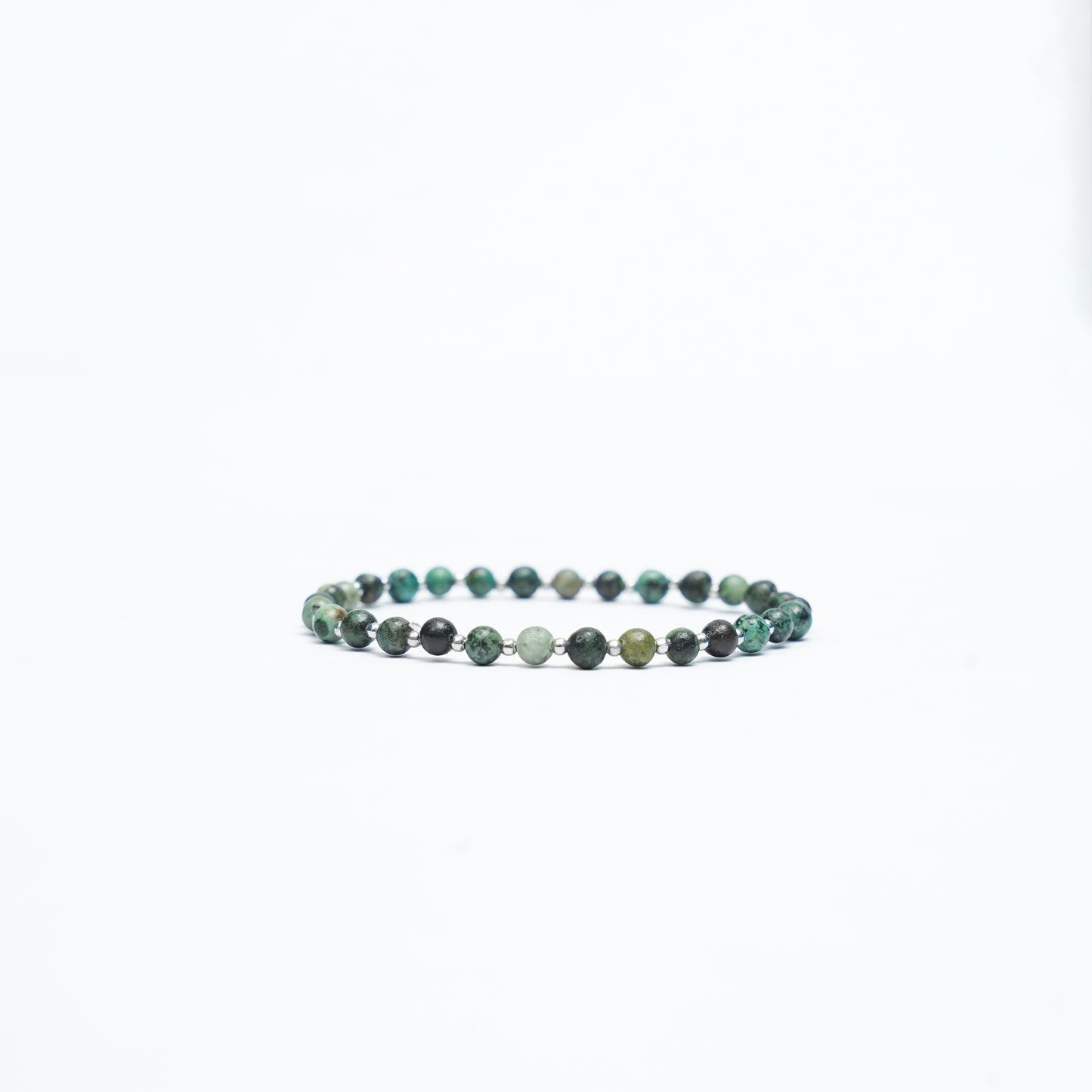 Natural African Turquoise stretchy bracelet with Stainless steel beads