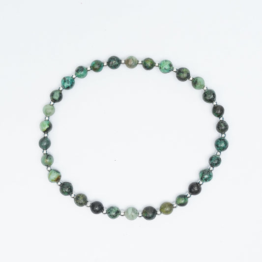 Natural African Turquoise stretchy bracelet with Stainless steel beads