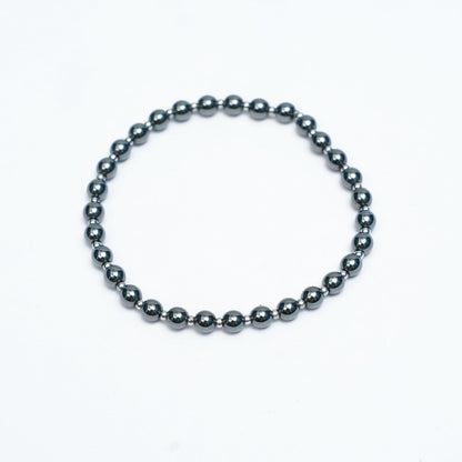Natural Hematite Stretchy bracelet with Stainless steel beads