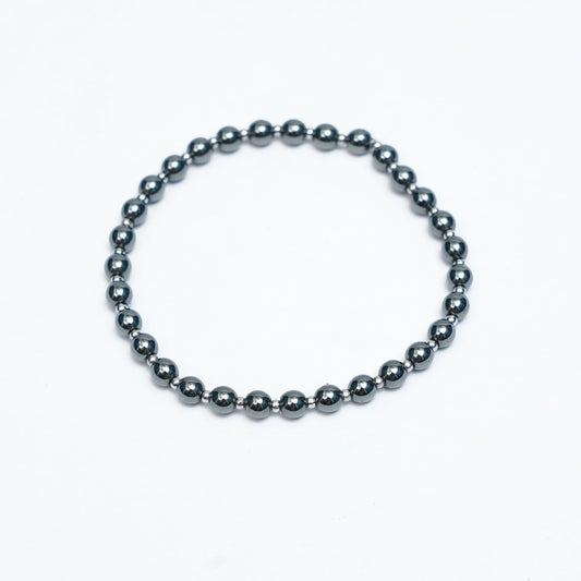 Natural Hematite Stretchy bracelet with Stainless steel beads