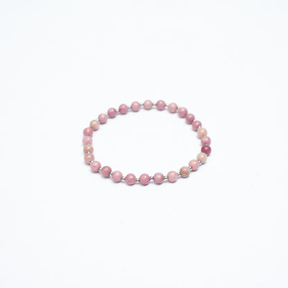 Natural Rhodonite stretchy bracelet with Stainless steel beads