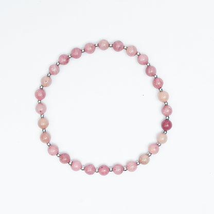Natural Rhodonite stretchy bracelet with Stainless steel beads