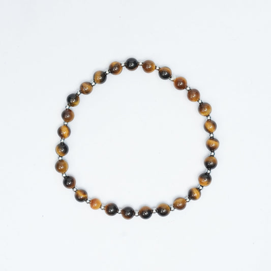 Natural Tiger's Eye stretchy bracelet with Stainless steel beads