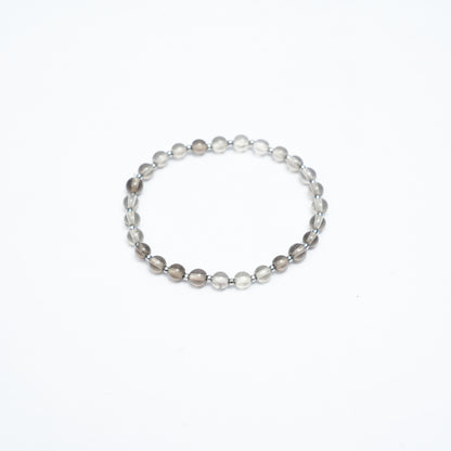 Natural Smoky Quartz Stretchy bracelet with Stainless steel beads