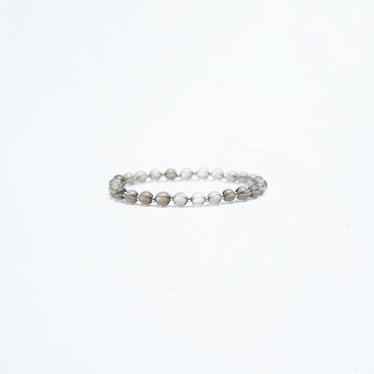 Natural Smoky Quartz Stretchy bracelet with Stainless steel beads