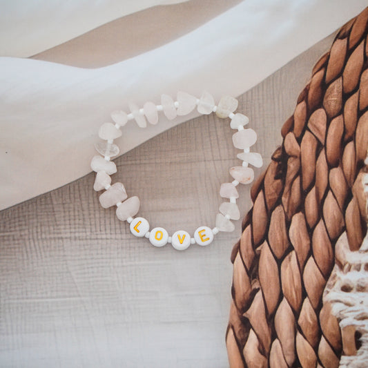 LOVE - Rose Quartz Chip Bracelet