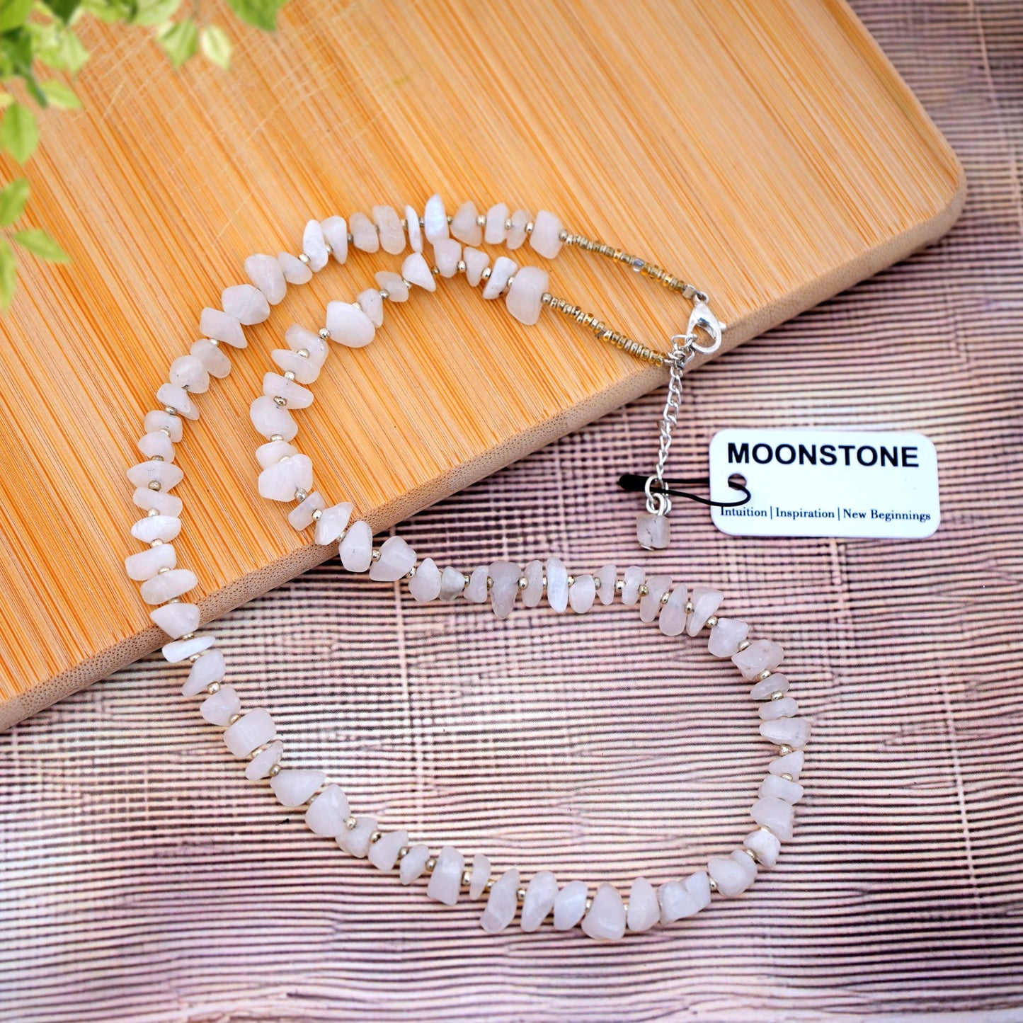 Natural Moonstone Chip bead Necklace - adjustable length