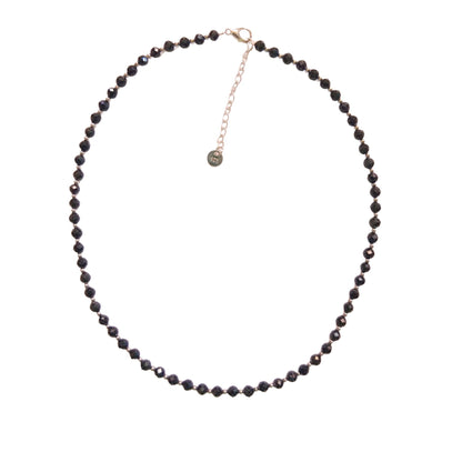 Dainty Faceted Black Tourmaline  Necklace - 4mm Natural Gemstones & Sterling Silver Clasp