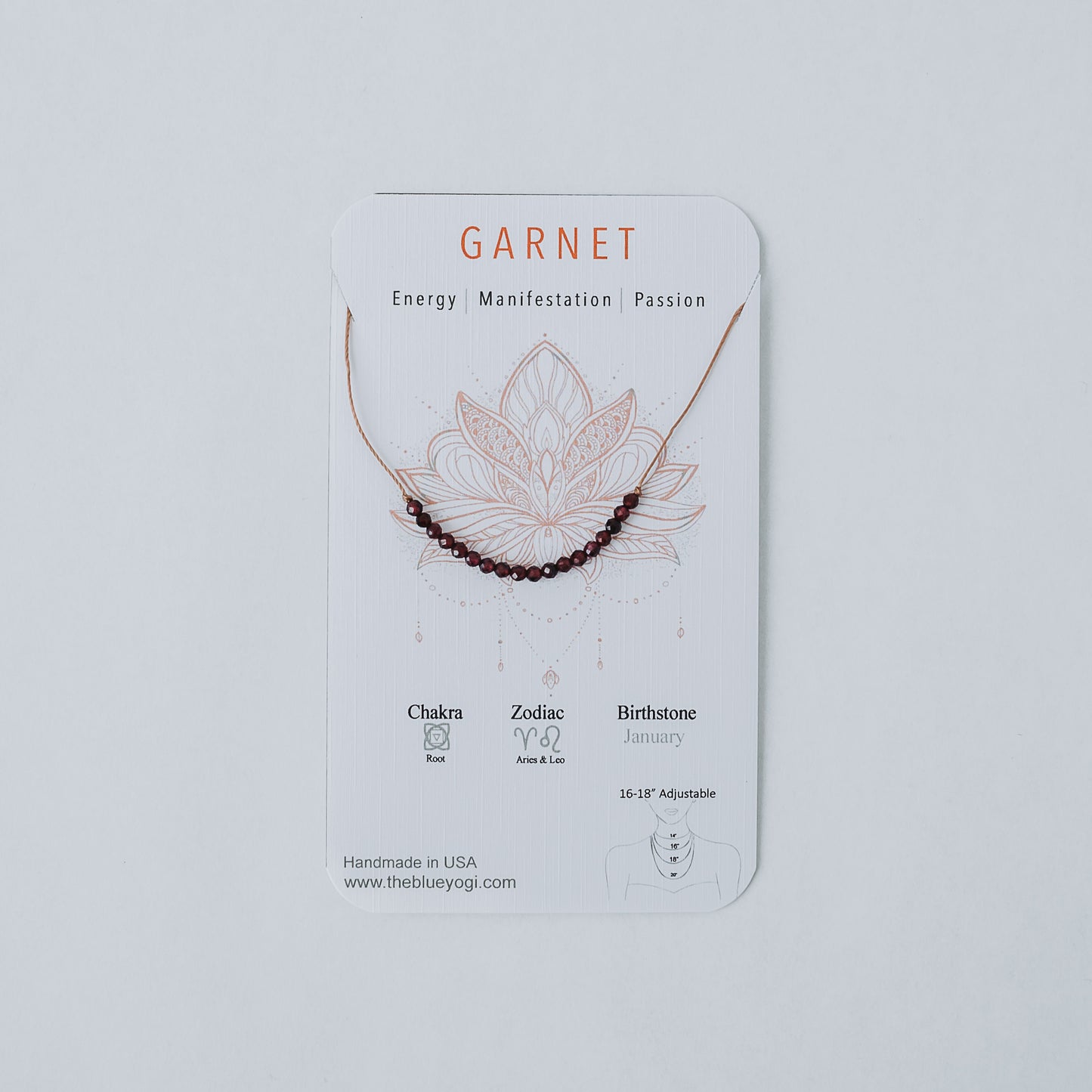 Dainty Garnet and Sterling silver Necklace - January Birthstone
