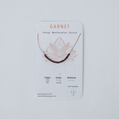 Dainty Garnet and Sterling silver Necklace - January Birthstone
