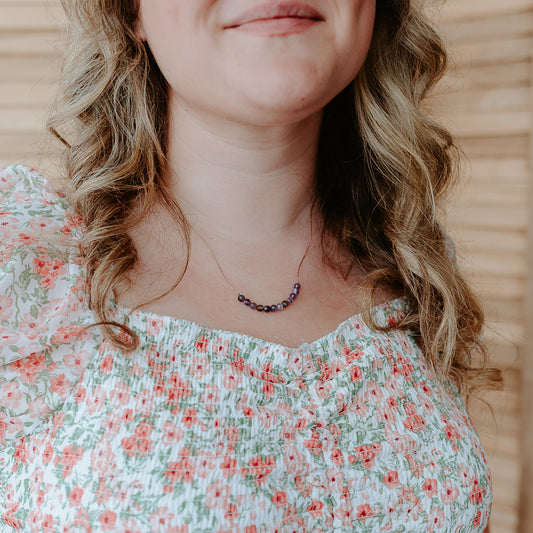 Dainty Amethyst and Sterling silver Necklace - February Birthstone